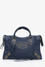 Balenciaga Navy De Minuit Grained Leather Metallic Edge Motorcycle City Bag