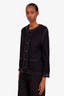 Pre-loved Chanel™ 2010 Black Wool Mohair Trimmed Cardigan + Sleeveless Top Set Size 42