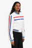 Celine White/Red/Blue Padded Nylon Cropped Bomber Jacket Size 40