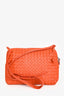 Bottega Veneta Orange Leather Intrecciato Nodini Crossbody Bag