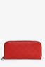 Louis Vuitton Red Leather Damier Infini Zippy Wallet