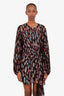 Saint Laurent Black Sheer Silk Lurex Multicolour Detailed Mini Dress Size 38