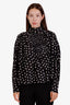 Isabel Marant Black Silk Patterned High Neck Blouse Size 38