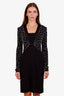 Givenchy Black Pearl Embellished V-Neck Mini Dress Estimated Size M