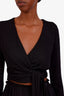 Alice & Olivia Black LS Wrap Top Size S