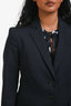 Armani Collezioni Navy Blue Wool Triple Breasted Blazer Size 4