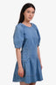 Jonathan Simkhai Blue Denim Medium Wash Puff Sleeve Mini Dress Size XS