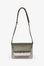 Marni Grey/Green Leather Mini Trunk Crossbody Bag