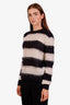 Saint Laurent Black/White Striped Mohair Distressed Sweater Size S
