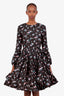 Miu Miu Black/Pink Floral Ruffled Mini Dress Size 38
