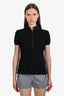 Prada Sport Black Knit Short Sleeve Polo Shirt With Foldable Hood Size 44
