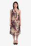 Dries Van Noten Purple/Yellow Sheer Silk Floral Print Midi Dress Size 36