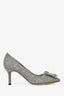 Manolo Blahnik Grey Wool Hangisi Heels Size 36