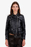 Acne Studios Black Goat Leather Star-Studded Biker Jacket Size 36