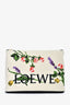 Loewe White Canvas Floral Oblong Pouch