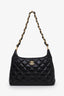 Pre-loved Chanel™ 24A Black Shiny Crumpled Lambskin Quilted Medium CC Funky Town Hobo