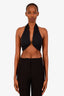 Cult Gaia Black Linen-Blend 'Diem' Halter Crop Top Size S