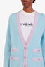 Pre-loved Chanel™ 24C Blue/Purple Cashmere Crystal CC Button Cardigan Size 38