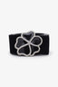 Saint Laurent Black Suede Crystal Clover Belt Size 80