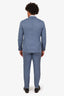 Eleventy Milano Blue Wool Linen Striped Two-Piece Suit Size 50 Mens