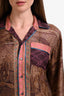 Pierre-Louis Mascia Brown/Pink Silk Graphic Print Long Sleeve Button Down Shirt Size S