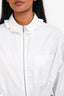 Hermès White Cotton Ruffle Details Drawstring Long Sleeve Over-Shirt Size 36