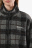 Veste Teddy zippée à carreaux grise en laine mélangée Miu Miu 2025, taille XS