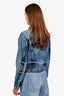 Diesel Blue Cotton Button Up Jacket with Cheetah Print Collar Size S