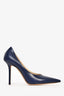 Jimmy Choo Navy Leather Heels Size 38.5