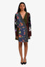 Diane von Furstenberg Black/Multicolour Silk Long Sleeve Mini Dress Size XS