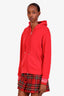 Moncler Red Cotton Logo Zip Up Sweater Size M