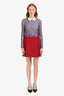 Valentino Red/Purple Lace Cotton Blend Bow Detail 'Colour Block' LS Dress Size 6