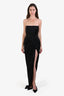 Alex Perry Black Satin Corset Strapless Slit Dress Size 6