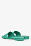 Pre-loved Chanel™ 2023 Green Leather Logo Slides Size 37C
