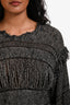 Isabel Marant Runway Black Linen Blend Distressed Fringed Cropped Long Sleeve Top Size 40