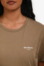Balmain Khaki Cotton Logo Short Sleeve T-Shirt Size M