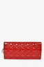Christian Dior Red Patent Cannage Leather Lady Clutch with Chain
