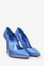 Christian Louboutin Blue Leather Scalloped Accent Pumps Size 38.5