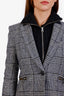 Veronica Beard Grey/Black Plaid Single Breasted Blazer With Dickey Size 6