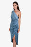 Elliatt Blue Satin One Shoulder 'Cassini' Midi Dress Size S