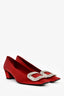 Red Stain Strass Buckle Kitten Heel Size 36.5