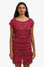 Missoni Dark Fuchsia Metallic Zig Zag Midi Dress Size S