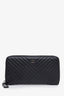 Pre-Loved Chanel™ 2015-16 Black Quilted Chevron Lambskin Small Zip Around Wallet
