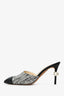 Pre-loved Chanel™ Black/White Tweed Leather Slip-On Mules Size 37