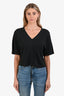 Frame Black Linen Cropped T-Shirt Size S