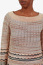 M Missoni Gold/Multicolour Zigzag Boat Neck Long Sleeve Knit Top Size US 2