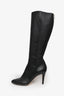 Jimmy Choo Black Grained Calfskin Knee High Heeled Boot Size 41