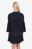 Miu Miu Navy Silk Ruffled Detail Midi Dress Size 40