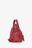 Balenciaga Cherry Red Leather Classic Motocross Small City Bag with Strap