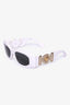 Versace White Acetate Gold Medusa Emblem 'VE4425U' Rectangular Frame Sunglasses